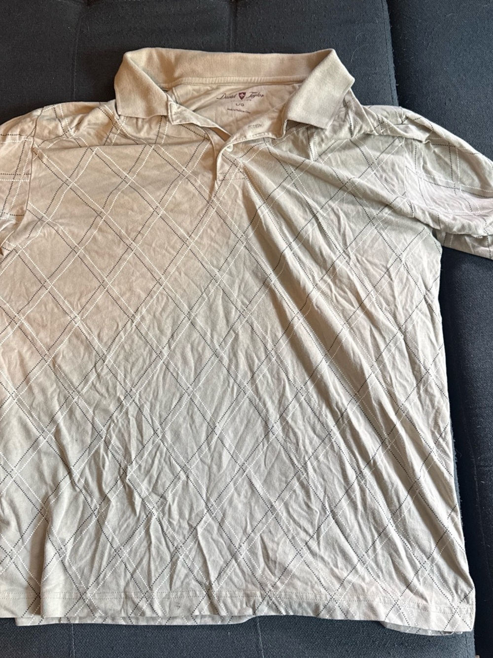 David Taylor Light Beige Diamond-Textured Polo